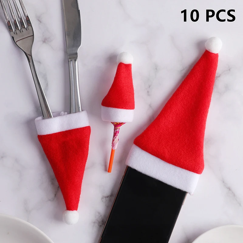 

10PCS Christmas Decoration Holder Bag Christmas Hat Bag Xmas Home Kitchen Decor Ornament New Year Charms