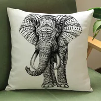 Wild Animal Style Decorative Cushion African Zebra Elephant Giraffe Cushion Square Throw Pillows Cotton Linen Pillowcase 45x45cm 3