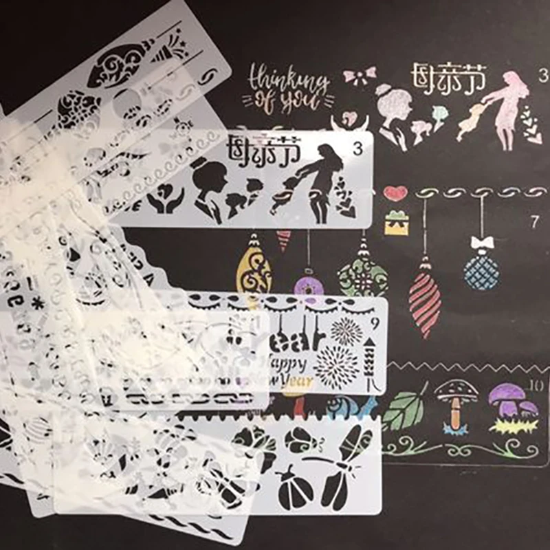 12 Pcs Different Festival Styles Drawing Shapes Kids Decor Props Painting Tools For DIY Album Accessories Scrapbook Photo Album
