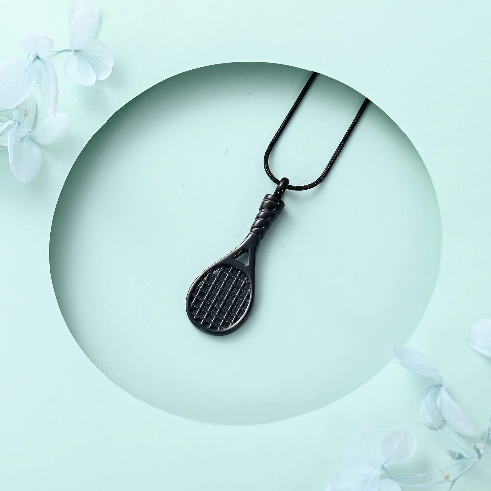 Tennis Racket Urn Necklace Ashes Stainless Steel Keepsake Small Urn Jewelry For Human/Pet Cremation Funeral Memorial Necklace