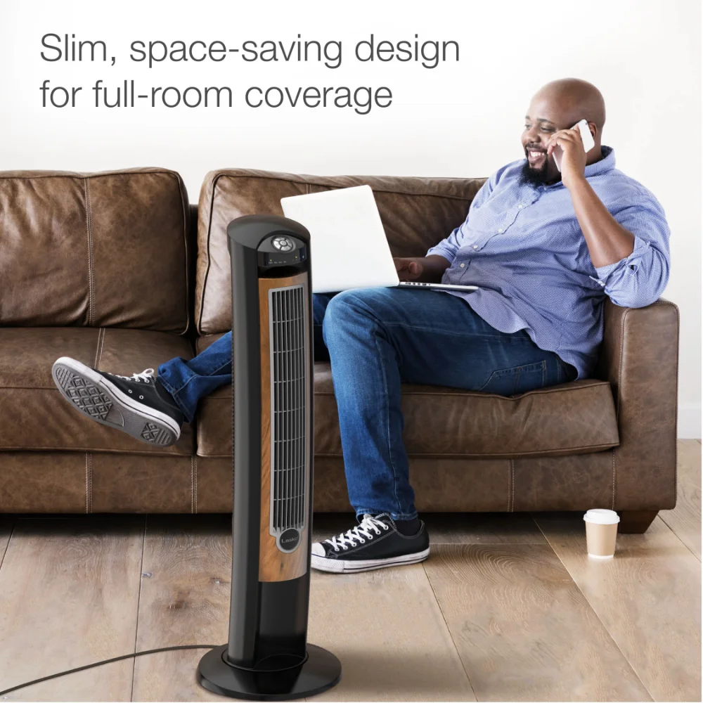 Lasko 42 Wind Curve Tower Fan with Sleep Mode and Remote Control, T42050,  Black/Brown Air Conditioner Portable Portable Fan - AliExpress