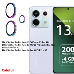 Premium Aluminum Alloy Camera Glass Case with 3D Metal Ring Lens Protector for RedmiNote14 4G (Colorful 03)