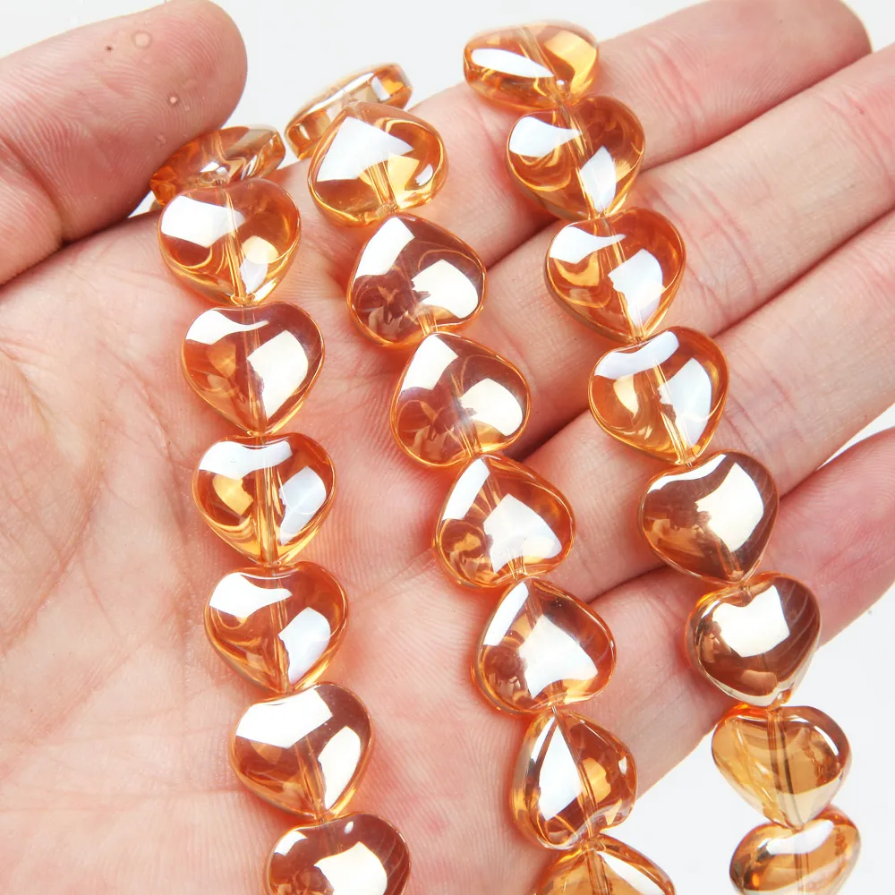 30PCS 하트 유리 구슬 사랑 유리 매력 목걸이 펜 던 ??트 결과 Diy 쥬얼리 만들기 용품 액세서리 13*14mm