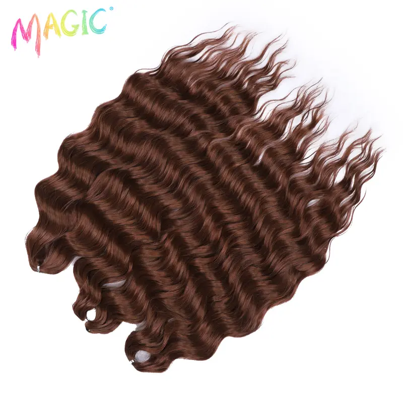 Anna Synthetic Hair 24 Inch Water Wave Braiding Hair Extensions Ombre Blonde Deep Wave Afro Curl Twist Crochet Hair for Women - Image 76