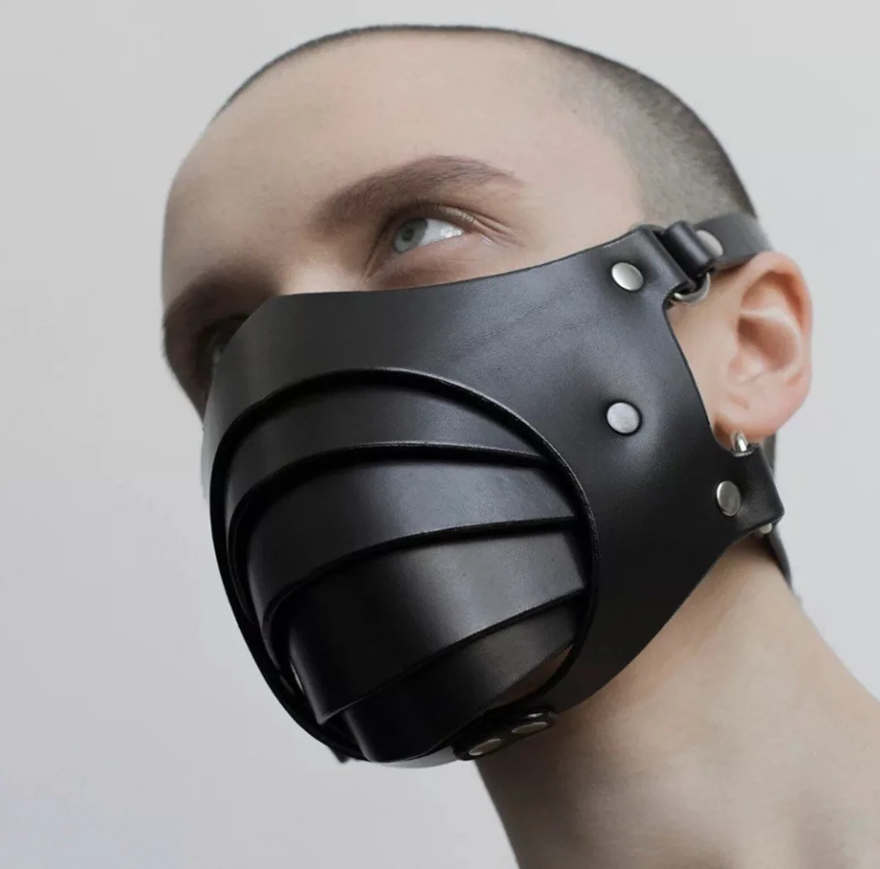 Mask PU Leather Handmade Adult Game Carnival Party Harajuku Cage Accessories For Men Gay Steam Punk Style Fetish masquerade mask half face mask game cosplay props