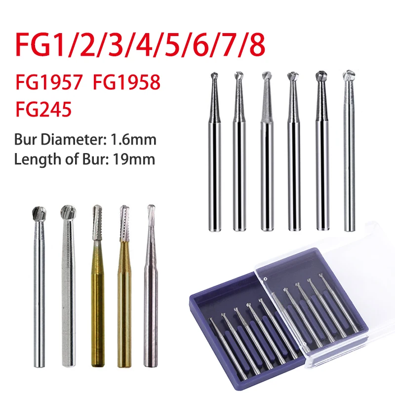 

Dental Tungsten Burs Fg Surgery Consumables Material Polishing High Speed Dental Carbide Bur FG 1/2/3/4/5 0.8mm-1.6mm 10Pcs/Pack