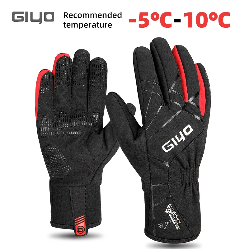 

GIYO Men Women Thermal Cycling Full Finger Gloves MTB Road Bike Touch Screen Anti-slip Gloves Bicycle Outdoor Sports Mittens