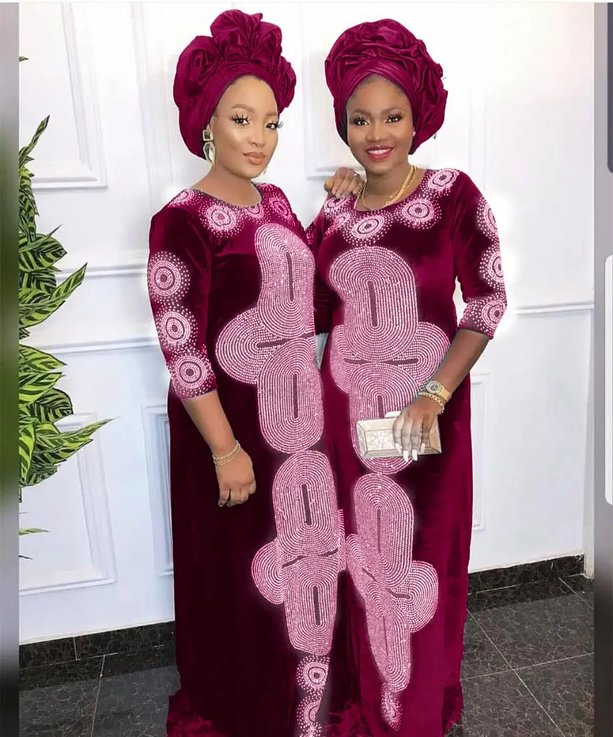 African Dress For Woman Velvet Stone Dress Long Without Scarf