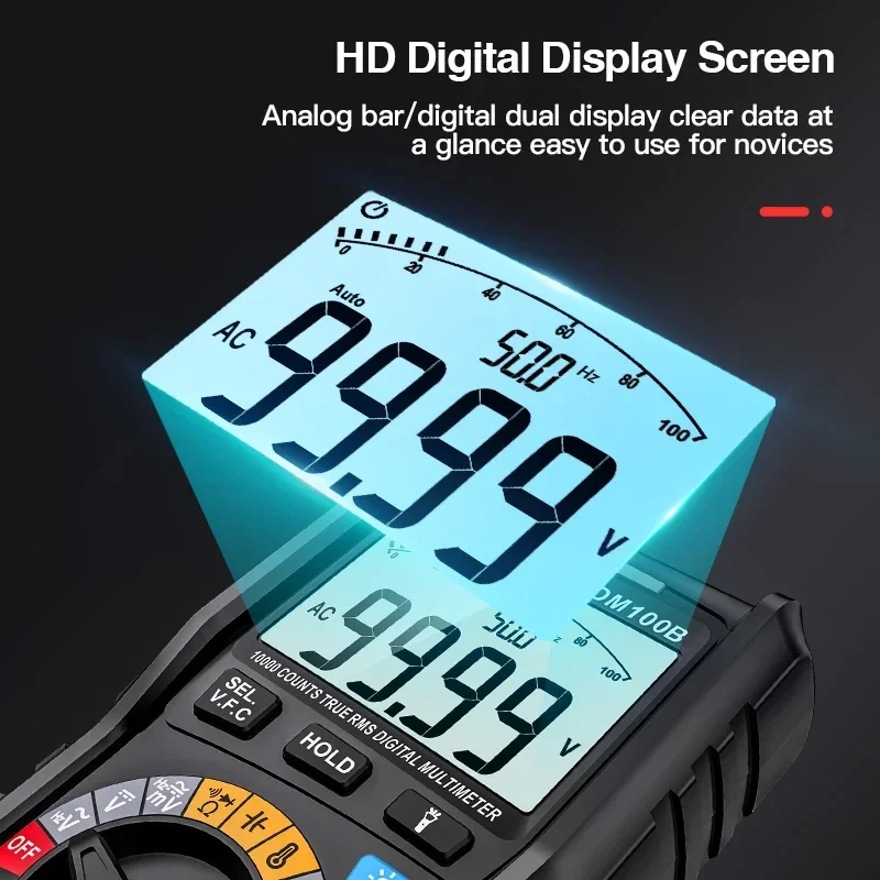 MESTEK DM100B High Accuracy 10000 Counts 1000V AC/ DC Voltage Digital Multimeter Temperature NCV True RMS Smart Multimetro