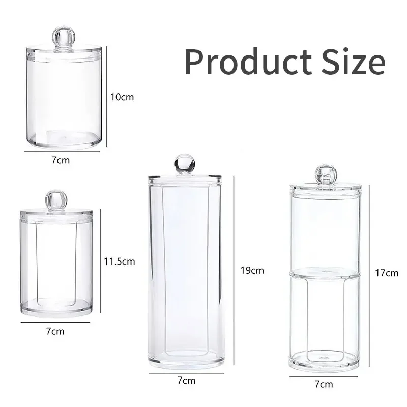 Acrylic Makeup Organizer Cotton Swabs Containerwith Bamboo Lid Cosmetic Transparent Box Cotton Pad Organizer Jewelry Storage Box 5