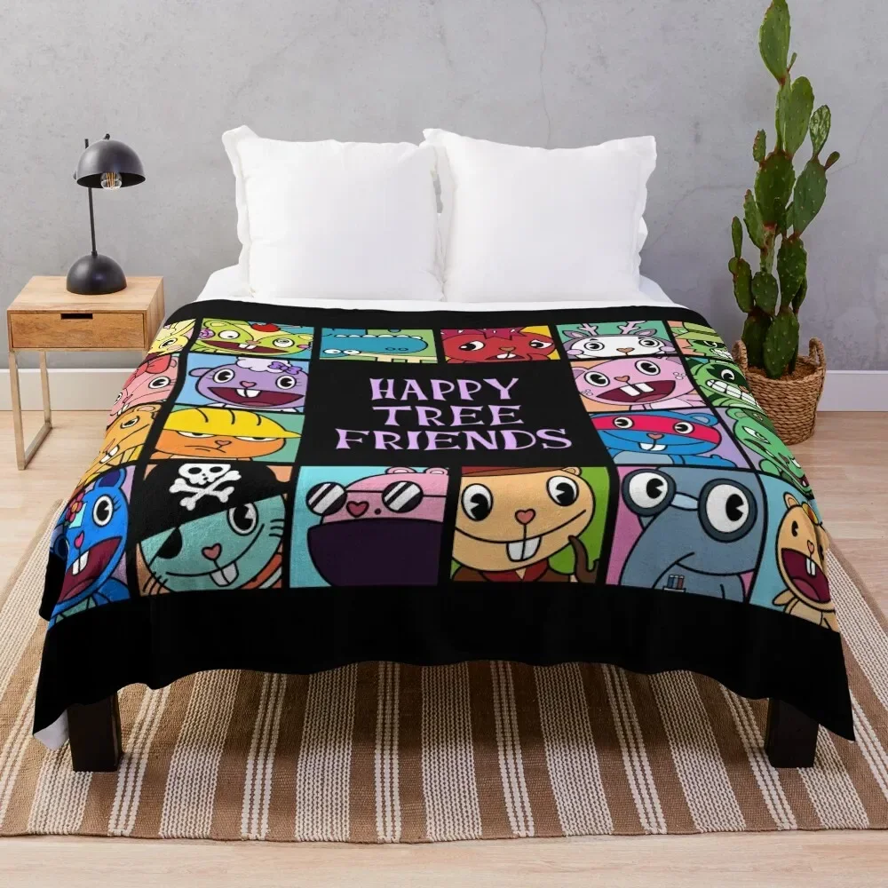 Одеяло в клетку с принтом счастливого дерева для друзей