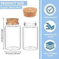 100ml Mini Glass Bottles with Cork Stoppers, Wish Message Bottles for Wedding Party Supplies, DIY Craft, Baby Shower Favors 2