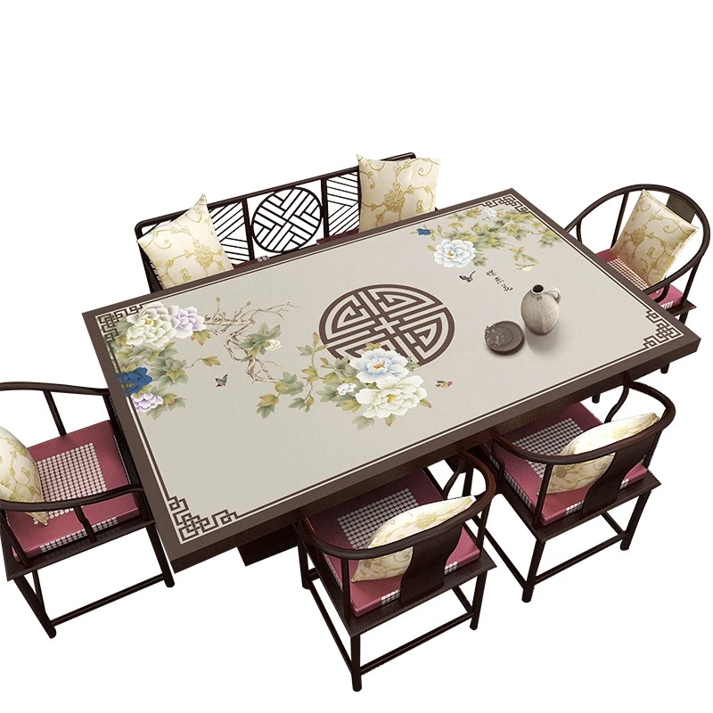 

Китайская традиционная искусственная скатерть с рисунком цветов и птиц, маслостойкие скатерти, салфетки, Текстиль