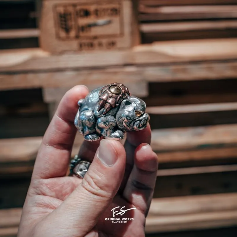 푸후 핸들바 오리지널 디자인 조디악 타이거 정교한 휴대용 솔리드 문학 장난감 장식품