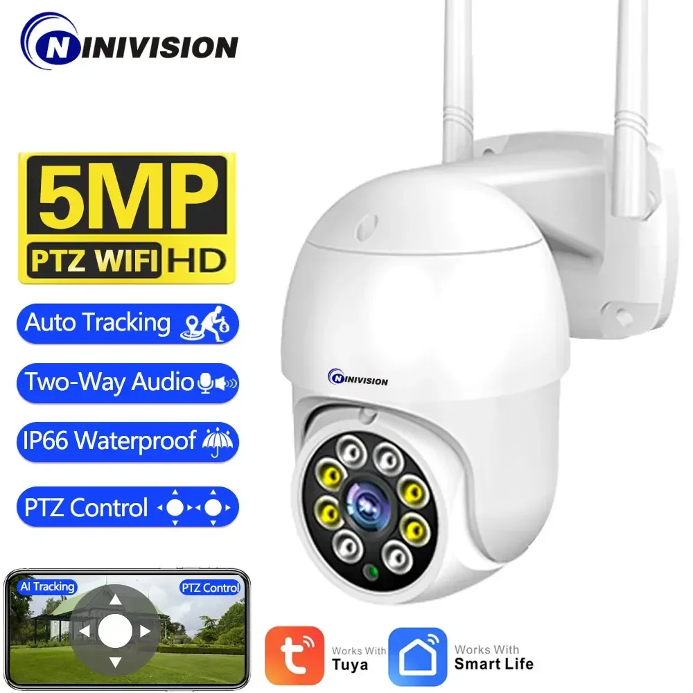 Tuya 5mpx Wifi Baby Mini Camera 355 Degree Color Night Vision Device Outdoor Wifi Security Protection Cctv Cameras With TF Card