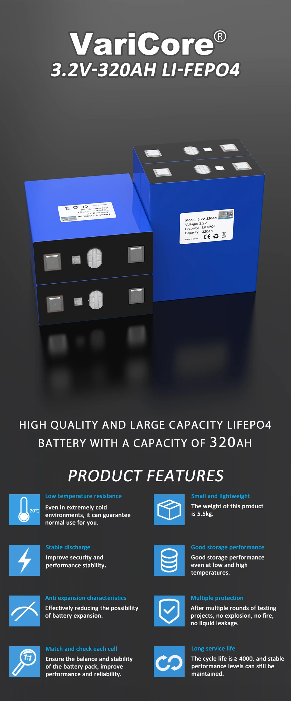 3.2V LiFePO4 Battery 320AH 280ah 200ah 150ah 105ah 340ah DIY 12v 24V Automotive