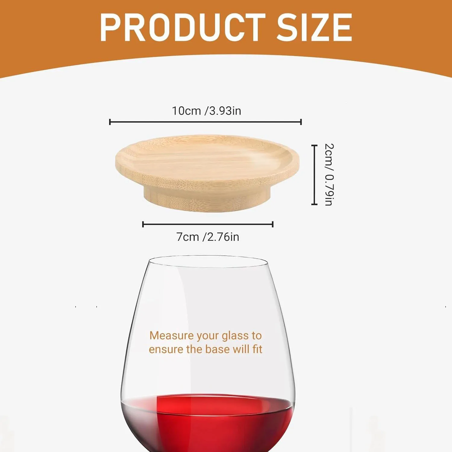 Bamboo Wine Glass Charcuterie Topper (Set Of 4) - Appetizer Plate For Glass, Prevents Red Wine Splashes - View #7