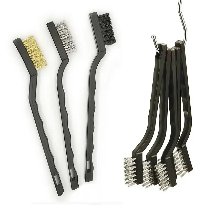 3/15pcs Wire Brush Set Curved Handle Brush Set For Cleaning Welding Slag And Rust Removal Industrial Scrubbing Brush 6