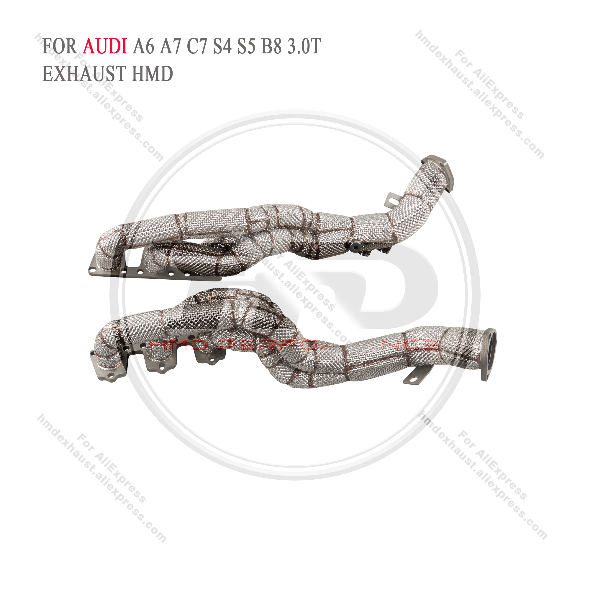 

HMD Exhaust System High Flow Performance Catless Headers for Audi A6 A7 C7 3.0T With Heat Shield Manifold