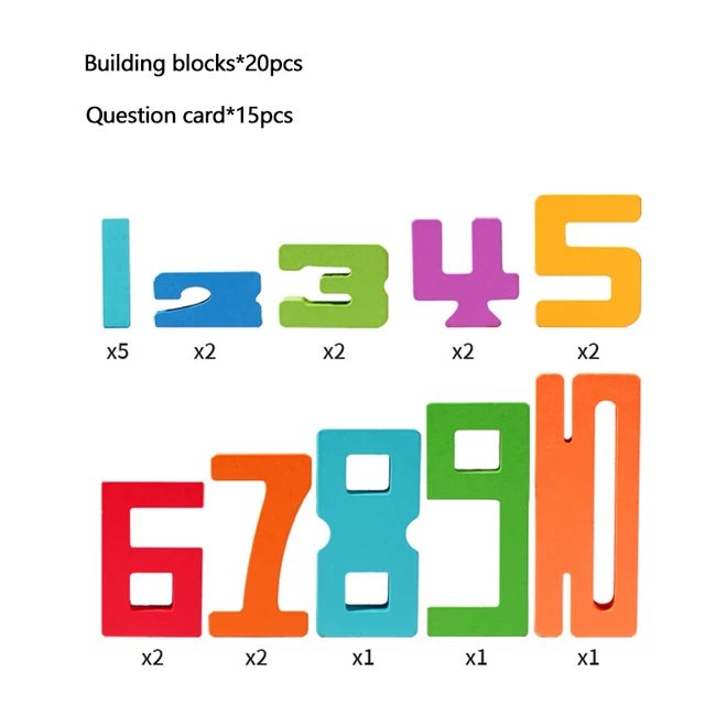 Wooden Stacking Building Blocks Digital Creative Puzzle Children's Educational Toys Montessori Color Building Block Toys Gift 3