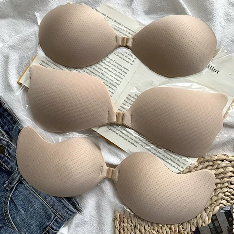 Back adhesive view of strapless silicone bra