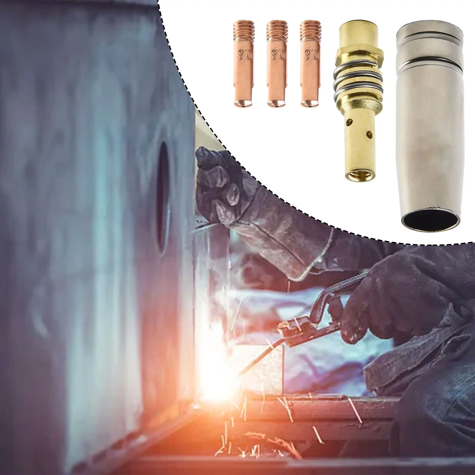 

Комплект прочных расходных материалов для сварочного сопла, контактный наконечник, Сварка MIG, 5 шт./набор, аксессуары, проводящие детали Совет запасных