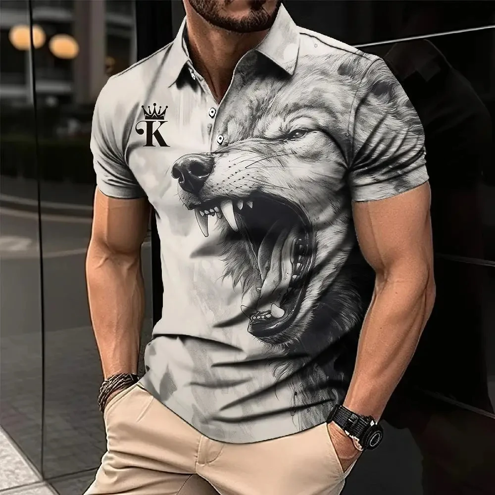 

Animal Men'S Polo Shirt 3d Lion Printing Casual Daily Lapel Tops Tees Fierce Beast T Shirt For Man Clothing Summer Short Sleeves