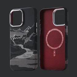Abstract Landscape Relief Design MagSafe - Compatible Phone Case with Alloy Lens Shield - iPhone 17 Pro (Color a)