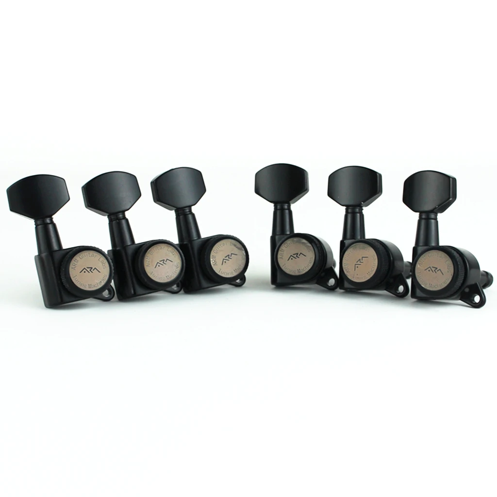 Premium Black Locking Guitar Tuners/String Pegs - Set of 6, Made in Korea