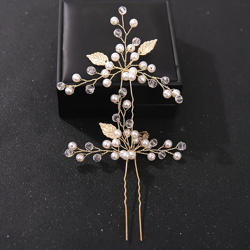 Crystal Pearl Flower Hair Pins Clips For Women Bride Hair Jewelry Wedding Accessories Rhinestone Prom Hairpin Headpiece