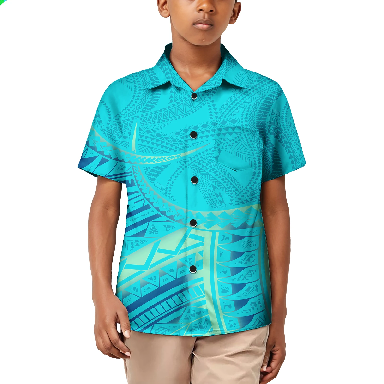Tonga Fiji Custom Printed Polynesian Aloha Shirts For Boy Toddler Summer Hawaiian Short-Sleeve Shirt For Kids Plus Size 4