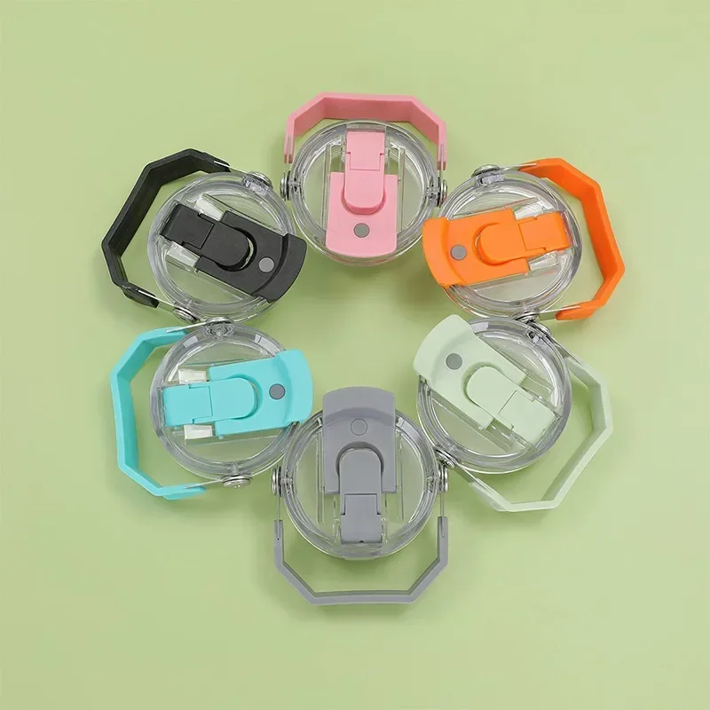 Plastic Transparent Cup Lid with Handle Spill Proof Replaceble Tumbler Flip Straw Lid Sealing Bottle Cover for Stanley 30oz