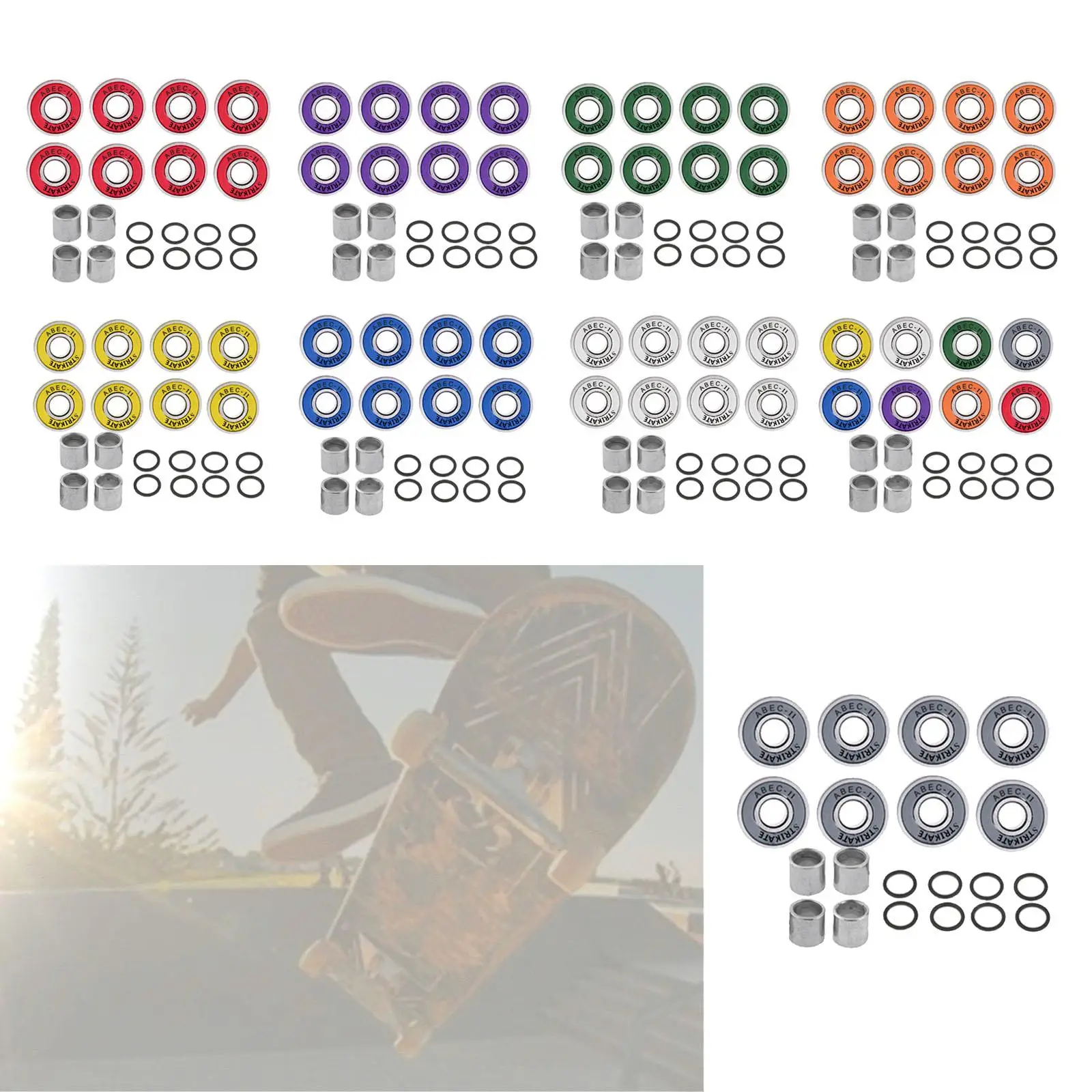8 Frictionless Abec 11 Skateboard Roller Skate Wheels Scooter Spare Bearings