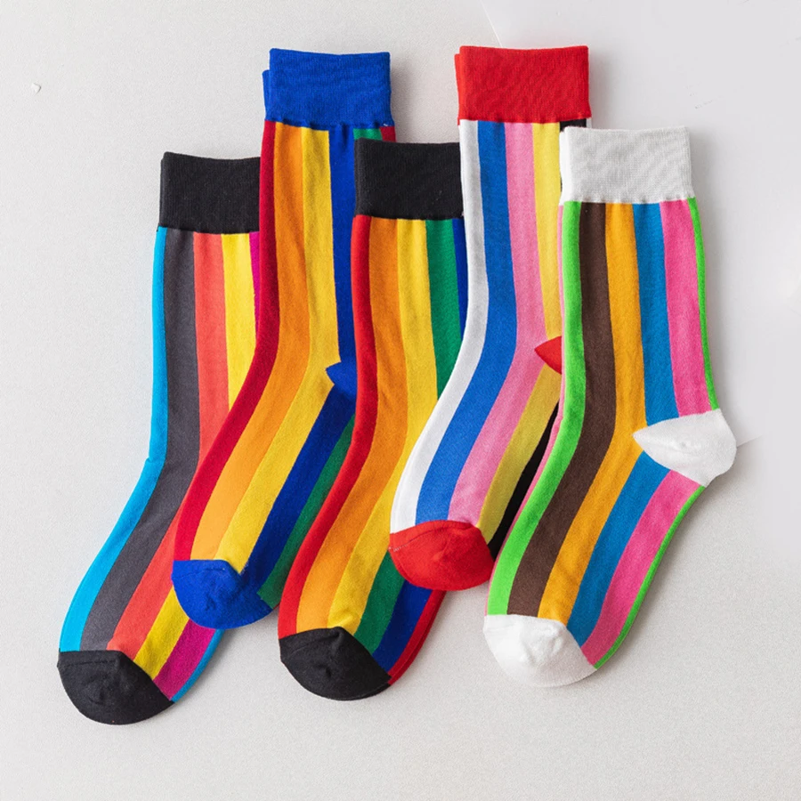 5 Pairs/set Colorful Socks For Women Spring Autumn Cotton Soft