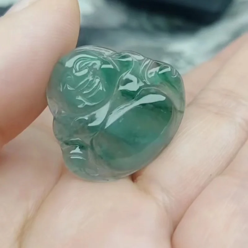 

, Natural Emerald Wholesale Ice-like Transparent Blue Water Buddha Pendant Men and Women Support Re-Inspection