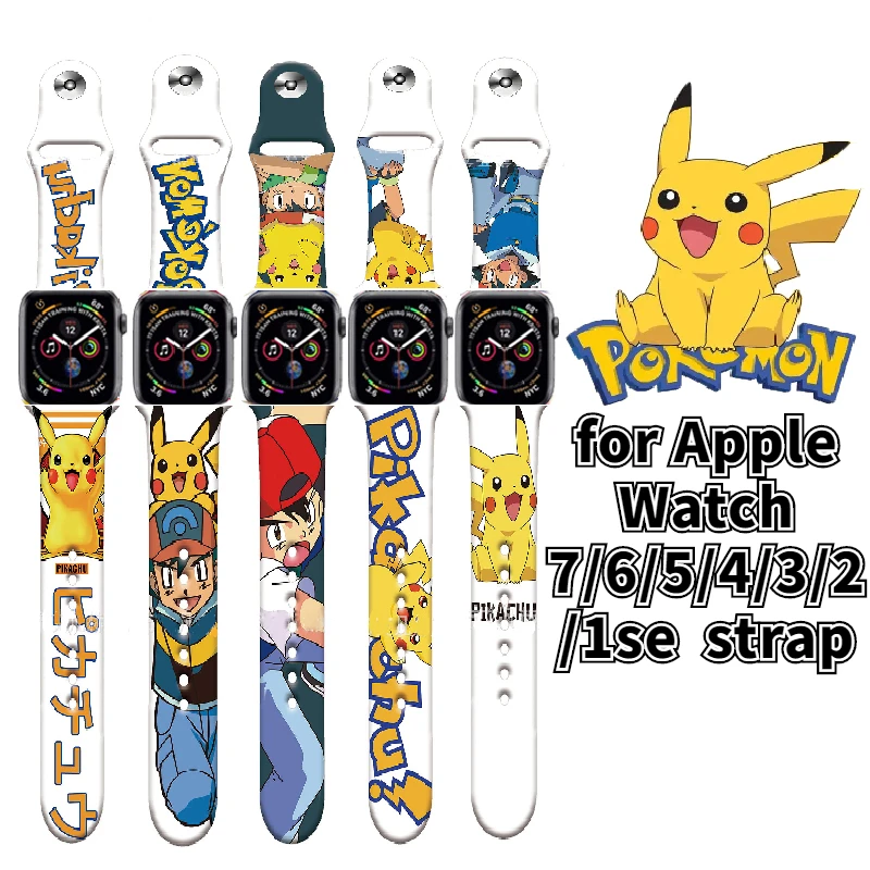 Cinturino Pokemon Pikachu Per Cinturino Apple Watch Iwatch7/6/5/4/3/2/Se Anime Figure Jenny Turtle Iwatch Sostituzione Strap38Mm-45Mm