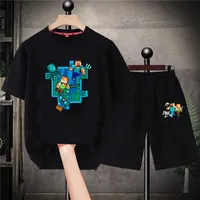 Miner Crafting Pixel Children T Shirt Tops Suit Cute Anime Nightclothes Clothes Pants Nighty Pajamas Short Kids Birthday Gifts
