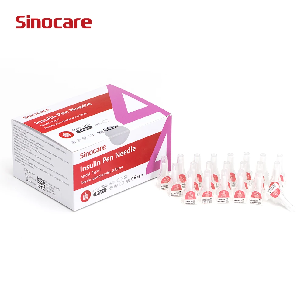Insulin Pen Needle 100pcs/box Sinocare 32G 4MM Painless Needle Blood Glucose Accessories for Diabetic Eyelid Tool Tattoo Needle