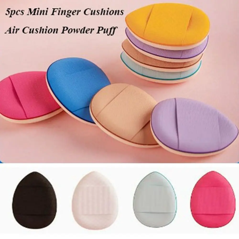 5pcs 미니 핑거 쿠션 얇은 듀얼 사용 에어 쿠션 파우더 퍼프 재사용 가능한 혼합 스폰지 화장품 퍼프 리퀴드 파운데이션 메이크업 도구