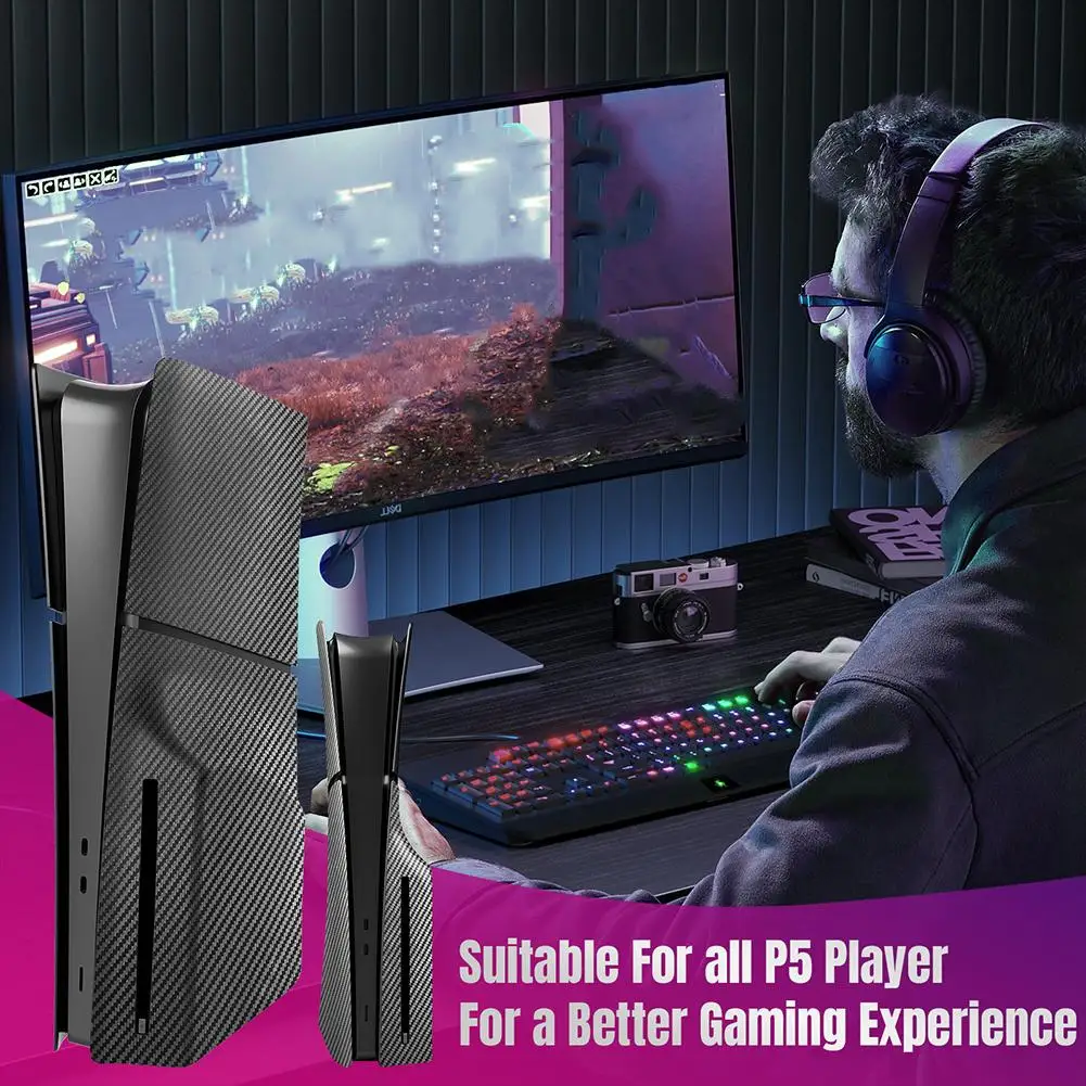 

For PS5 Slim Replacement Shell Carbon Fiber Pattern Protective Case For PS5 Slim Optical Drive/digital Version Gaming Acces X9P8