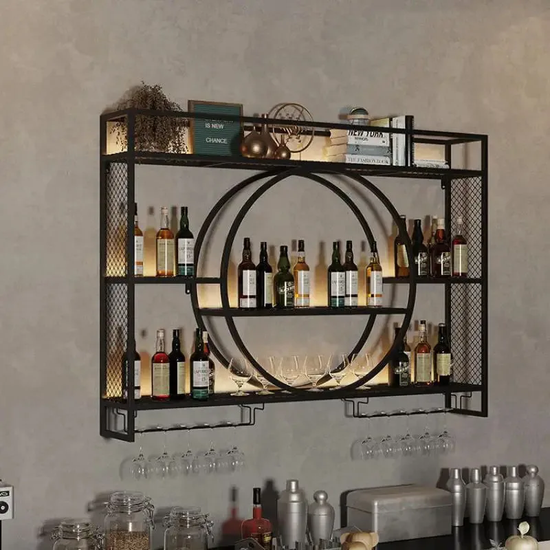 

Floating Bar Cabinet Luxury Counter Display Open Showcase Wineglass Storage Kitchen Holder Estante Para Vinos Bar Decorations