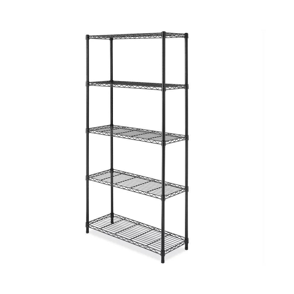 

Useful Things for Kitchen Gadgets Adjustable 36” W X 14“D X 72”H 5-Shelf Metal With Plastic Connectors Black Spice Organizer