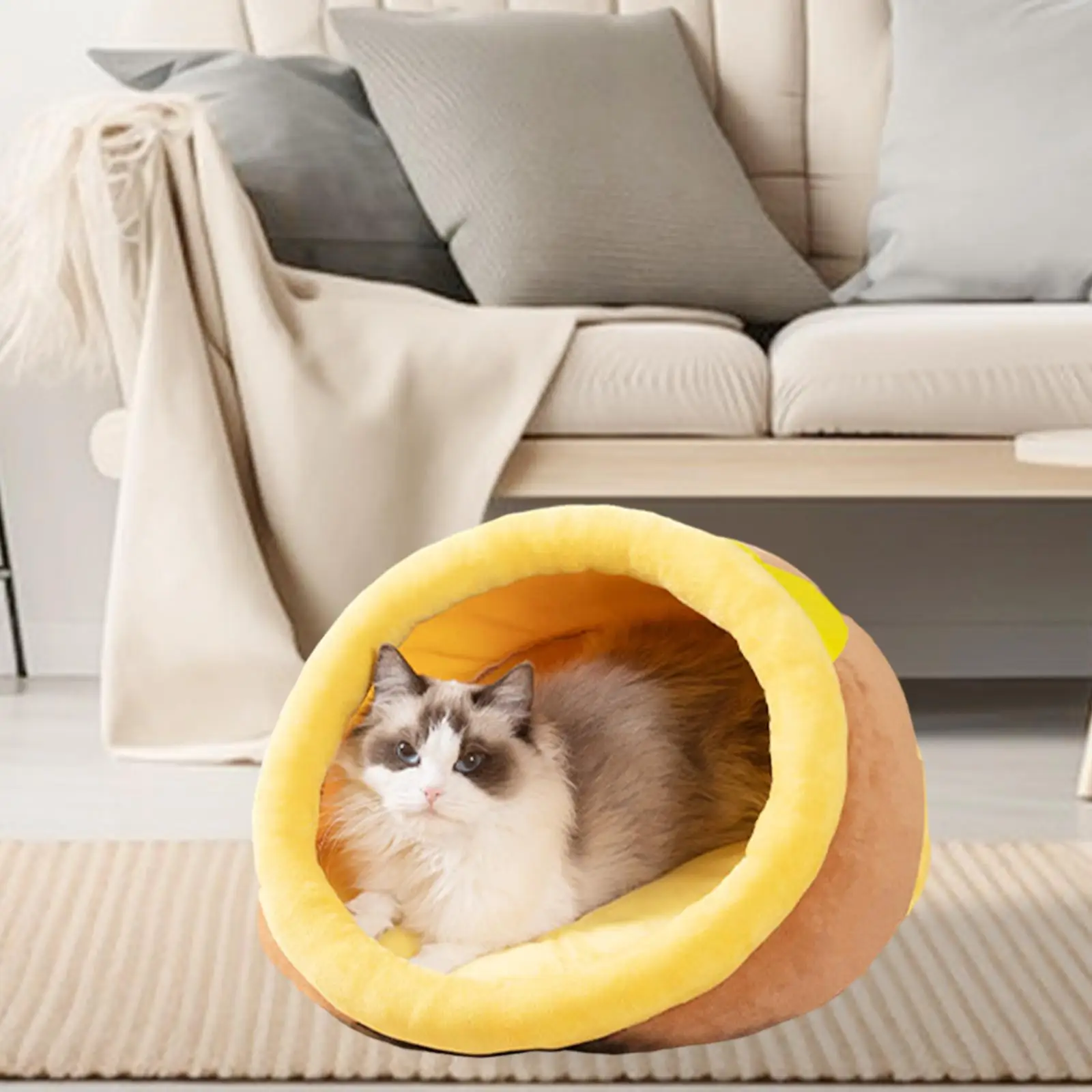 Winter Pet Bed Kennel Soft Non Slip Cute Cats Sleeping Bed Puppy Kennel Kitten Cave Nest for Cats Kitten Puppy Small Animals Dog