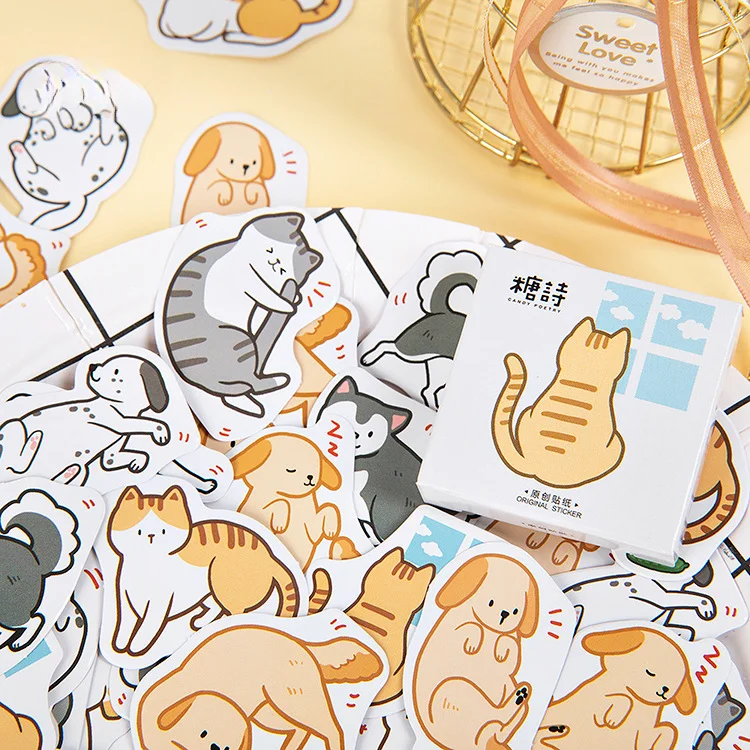 

45 Pcs/pack Cute Dog Cat Animal Sticker Decoration Diy Scrapbooking Sticker Stationery Label Sticker