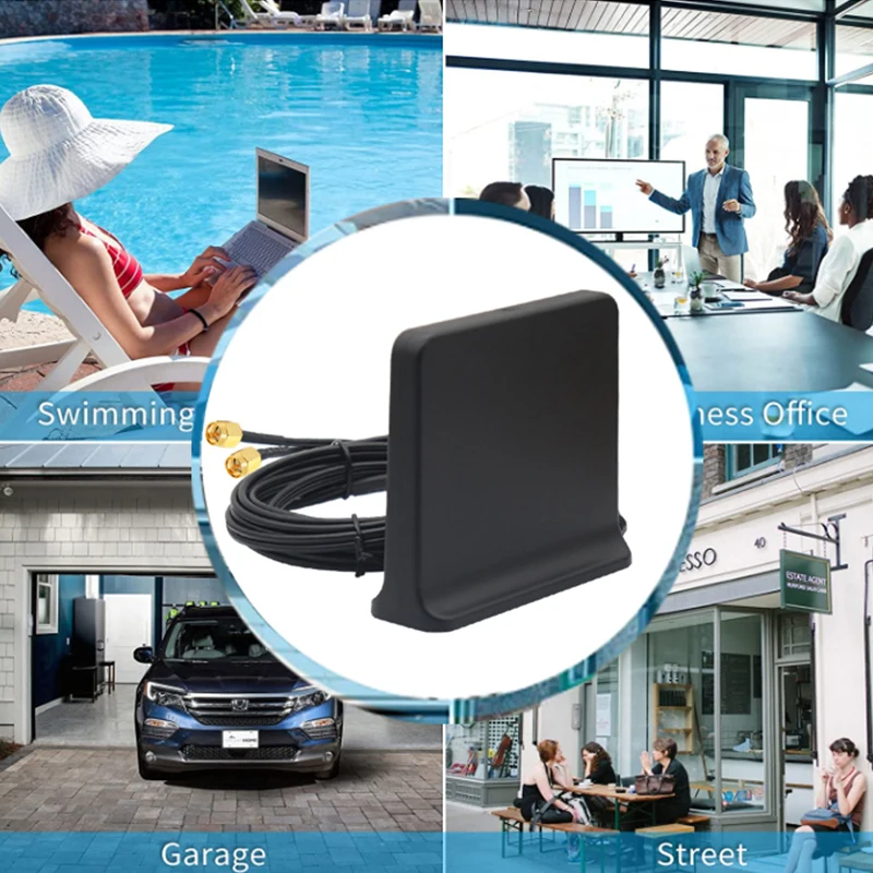 2*2 Dual Cable 2 600~6000Mhz 5G 4G LTE 3G GSM Full Band Omni WiFi Antenna 12dbi Indoor Magnetic Base Router Aerial TS9 SMA