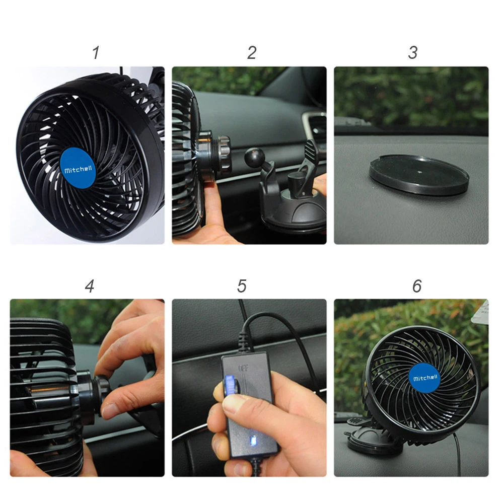 12/24V Car Cooling Fan Adjustable Air Circulator Fan Single Head Auto Cooling Fan Sucker Electric Car Circulator for Vehicle SUV