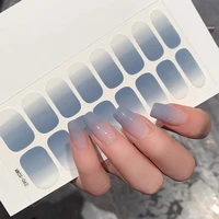 14/16Tips Full Cover Gradient Nail Stickers Multi Color Self Adhesive Slider No Need UV Lamp Cured Press ON Nail Decal 3