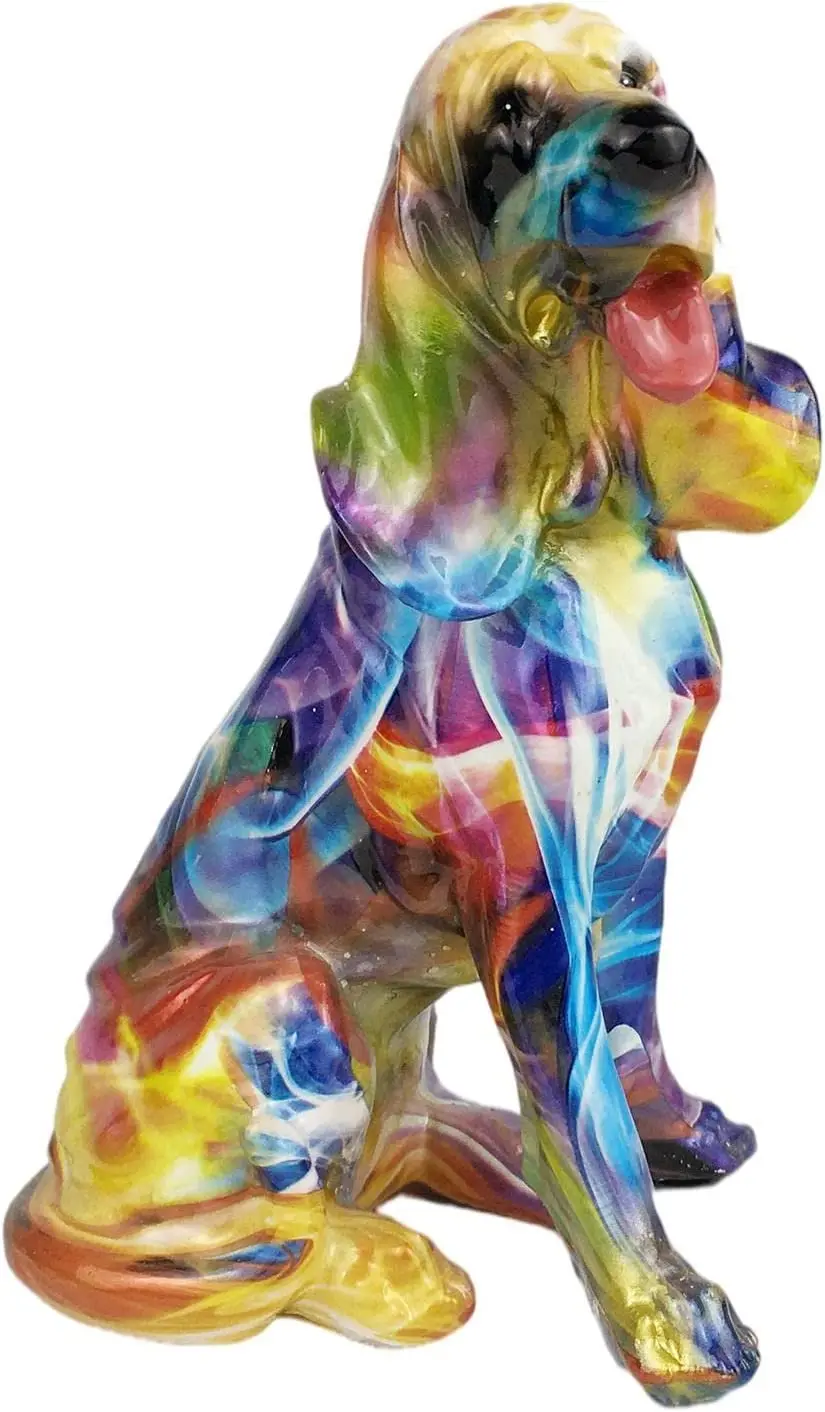 

Graffiti Dachshund Statue Modern Colorful Resin Figurine Scupture for Bedroom Decoration Crafts Gift Present Ornament - Sitting