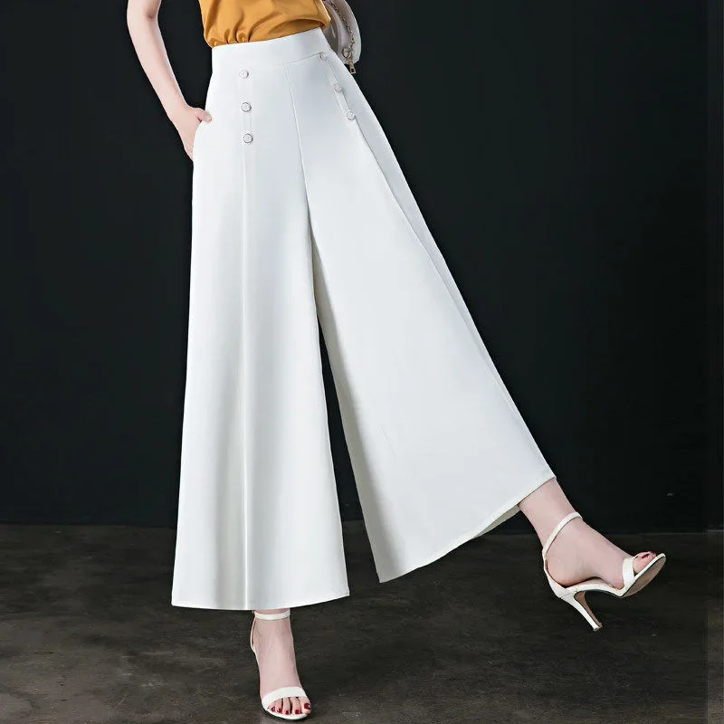 

Office Lady Fashion Oversized Pants Spring Summer New Koreon Women Vintage Elastic High Waist Big Size Casual Wide Leg Trousers