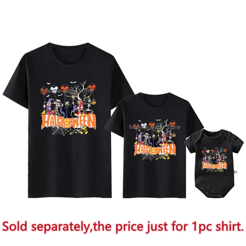 Disney Halloween Skeleton Shirts Funny Disney Balloon Mickey Minnie and Friends Family Matching Outfits Look Dad Mom Kids Tees 3